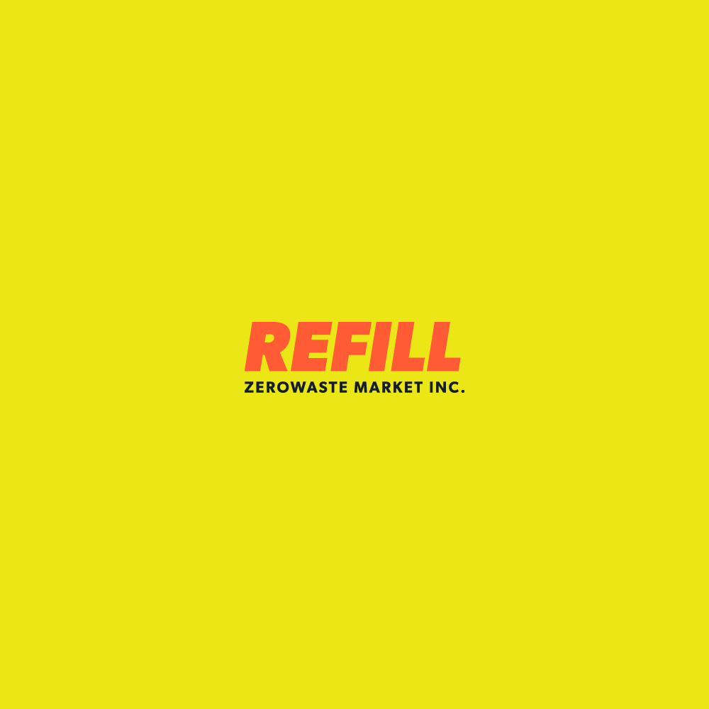 Compact stacked Refill logo on yellow background