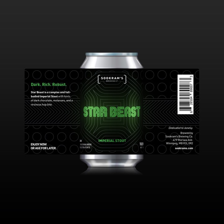 Can mockup of Star Beast Imperial Stout label