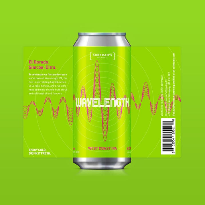 Can mockup of Wavelength West Coast IPA label